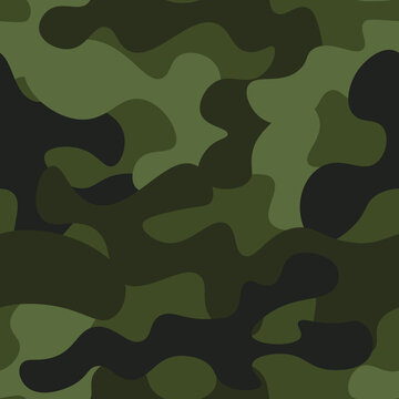 Texture Military Camouflage Seamless Pattern. Abstract Army And Hunting Disguise Camouflage Endless Background Ornament. Vector Illustration.