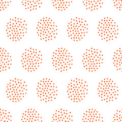 Group of orange small dots seamless pattern.
