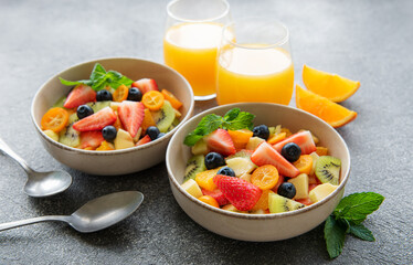 Healthy fresh fruit salad in a bowl