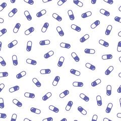 Very peri color pills seamless pattern with white background.