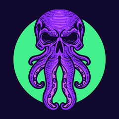 Octopus skull monster premium vector