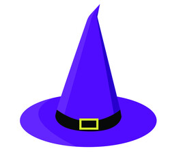 Fototapeta premium Witch hat isolated. Vector. Halloween costume. Wizzard hat. Magic, fantastic concept.