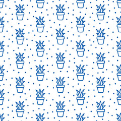 White seamless pattern with very peri color hand drawn succulents