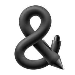 Ampersand sign made up of curved stylus pen for graphic tablet. Vector realistic isolated illustration. - 516136024