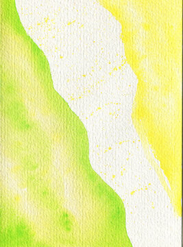 Yellow Green Abstract Background, Watercolor