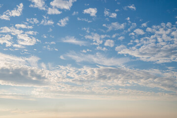 beautiful blue sky with clouds at sunset
