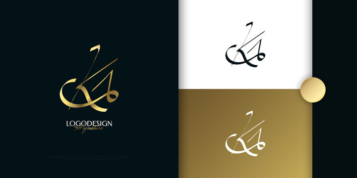 KA Initial Signature Logo Design with Elegant and Minimalist Gold Handwriting Style. Initial K and A Logo Design for Wedding, Fashion, Jewelry, Boutique and Business Brand Identity