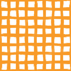 Orange chequered design seamless pattern with white background.