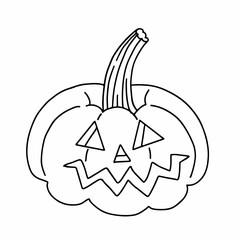 Halloween pumpkin in doodle style. Hand drawn Halloween element. Simple design for holiday celebration.