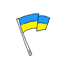 Hand drawn flag doodle style,Ukraine national patriotic sign.Minimalistic simple drawing, quick painted. Sketch blue-yellow banner for Independence day.Isolated. Vector illustration