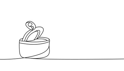 Metal tin can one line continuous drawing. Tin can continuous one line illustration. Vector minimalist linear illustration.