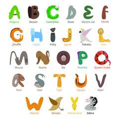 Vector animal alphabet  set for kids