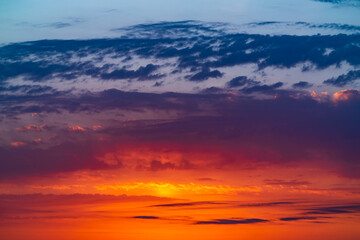 Colorful bright sunset sky background