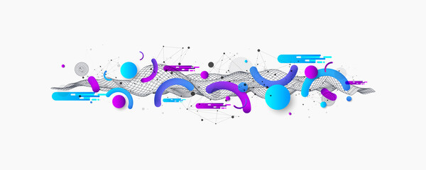 Abstract colorful background. Wireframe trendy fluid cover design. © Alex