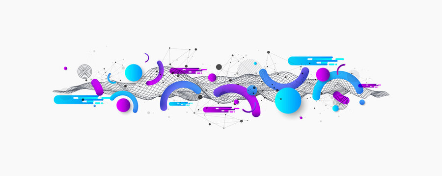Abstract colorful background. Wireframe trendy fluid cover design.