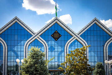 close up of modern train station in Tashkent, Uzbekistan, central asia