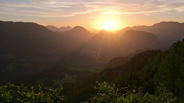 Sunrise over the mountains in Unken, Salzburg, Austria