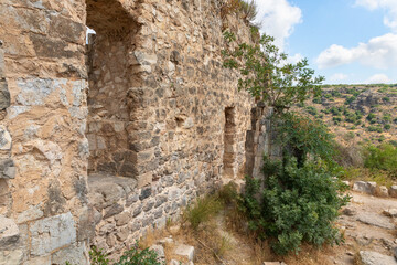The ruins  of the Monfort fortress are located on a high hill overgrown with forest, not far from Shlomi city, in the Galilee, in northern Israel