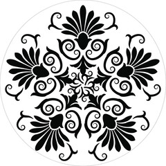 Indian Traditional and Cultural Rangoli, Alpona, Kolam, or Paisley vector line art. Bengal art India. for textile printing, logo, wallpaper
