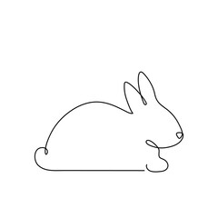 Rabbit one line art, hand drawn bunny continuous contour. Animal, symbol of 2023 by Chinese horoscope. Simple minimalist design. Editable stroke. Isolated. Vector illustration