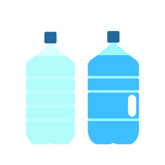 Mineral Water Bottle Logo In White Isolated Background. illustration gallon bottle flat design on white background gallon icon.Water delivery service. gallons of drinking water. vector illustration


