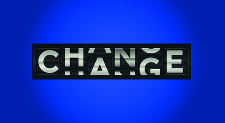 Fototapeta premium Change logo unit design. Concept of changing counter at airport arrival departure. Poster, Banner, Mnemonic, Graphic, Template, Icon, Label, Greeting Card, Web wallpaper. Constant change blue theme 