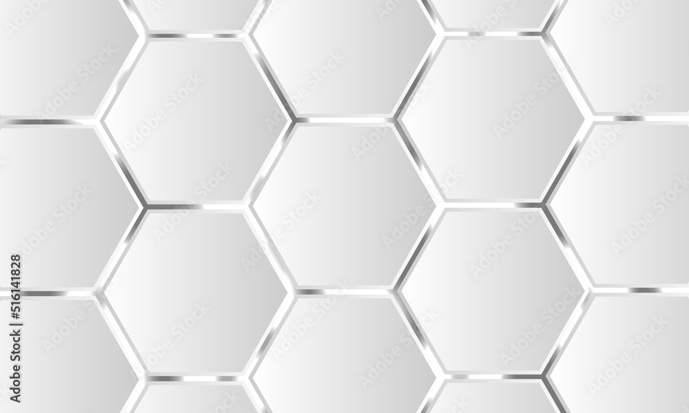 Aufkleber White 3d hexagonal technology vector abstract background. Hexagon modern technology futuristic background vector illustration. White honeycomb texture grid.