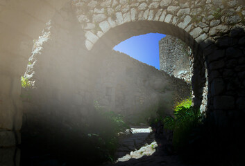 Mostar, Bosnia and Herzegovina. The Old Bridge, Stari Most, with emerald river Neretva