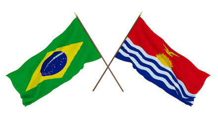 Background for designers, illustrators. National Independence Day. Flags Brazil and Kiribati