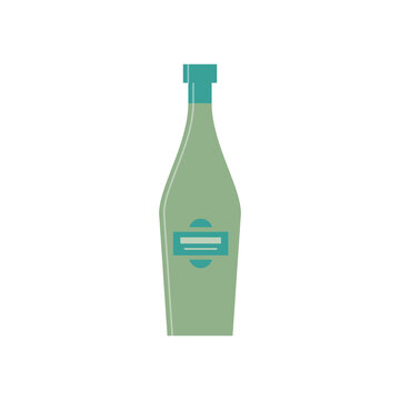 Bottle of vermouth, great design for any purposes. Flat style. Color form. Party drink concept. Simple image shape