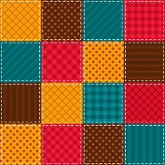 Colorful patchwork pattern in retro style for tablecloth, oilcloth or other textile design