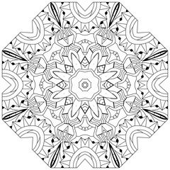 Hand drawn zentangle circular ornament for coloring page.