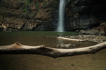 Fototapeta na wymiar Cimarunjung Waterfall, Ciletuh Geopark, Sukabumi, Indonesia