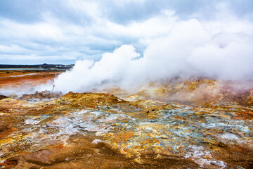 Very beautiful landscape in iceland in summer. Innocent nature on a volcanic island