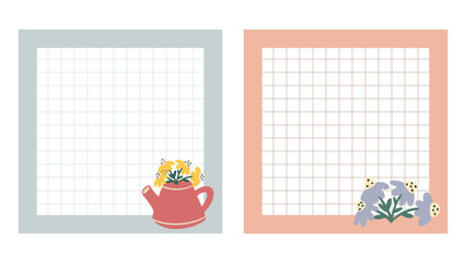 cute memo notepad set - cute memo template - planner, journal, agenda, stationery, scrapbook, checklists. Vector illustration eps 10