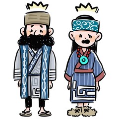驚いた顔　アイヌ民族　イラスト