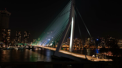 Rotterdam bridge nightscape