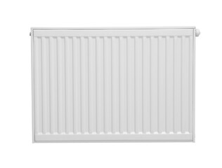 Modern panel radiator on white background. Heating system