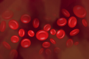 Illustration of red blood cells (erythrocytes) in motion