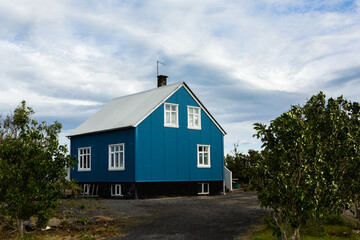 Traditional colorful wooden house from Iceland. Dream house.