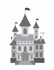 Fototapeta premium Castle. Medieval grey castle. Flat, cartoon, vector