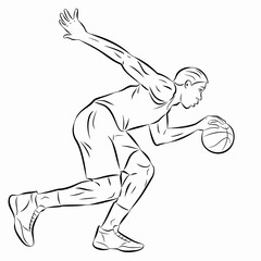 illustration of a basketball player, vector drawing