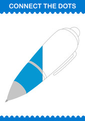 Connect the dots Pen. Worksheet for kids