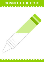 Connect the dots Crayon. Worksheet for kids
