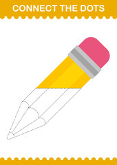 Connect the dots Pencil. Worksheet for kids