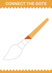Connect the dots Paintbrush. Worksheet for kids