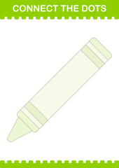 Connect the dots Crayon. Worksheet for kids