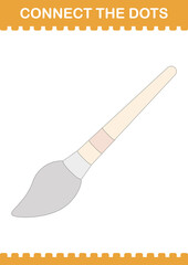 Connect the dots Paintbrush. Worksheet for kids