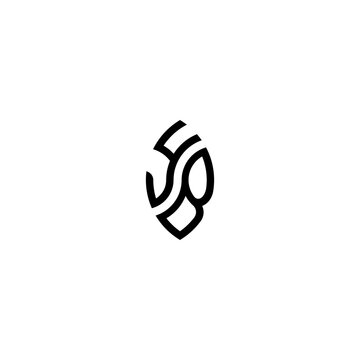 recommend clip art: YB leaf shape line initial concept with high quality logo design