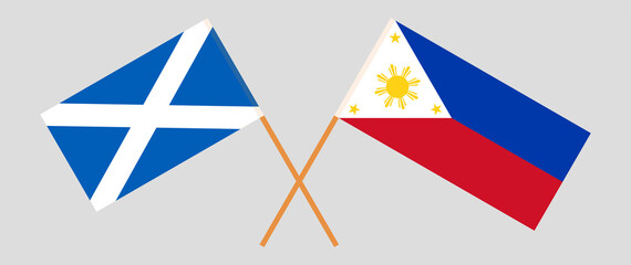 Crossed flags of Scotland and the Philippines. Official colors. Correct proportion
